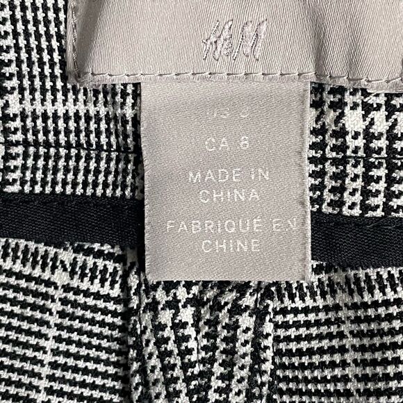 H&M Plaid White Black Dress Pants Womens 8 Slacks Trousers Bottoms Workwear - Picture 4 of 5
